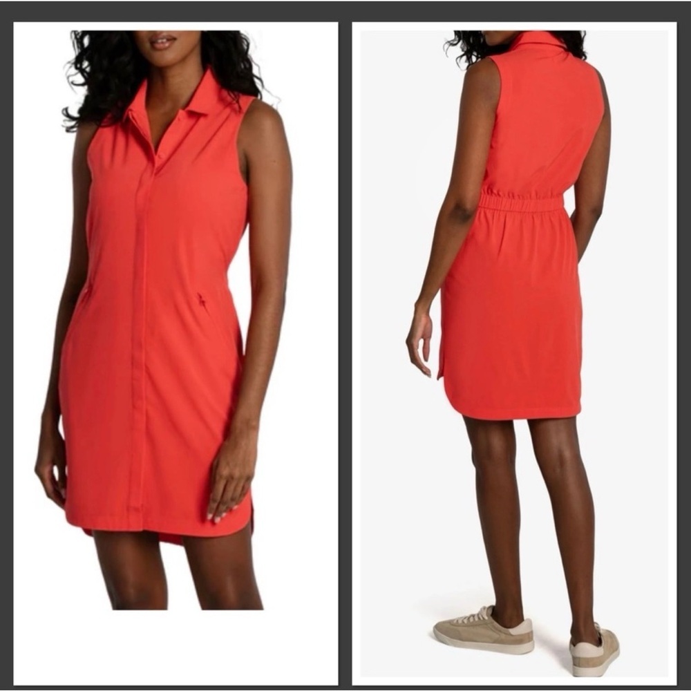 Sleeveless Red Shirt Dress